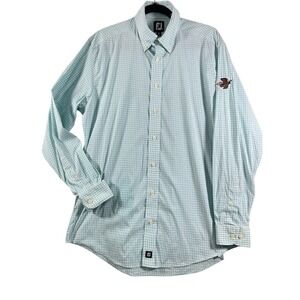 FootJoy Golf Shirt Button Down Long Sleeve Eagle Gingham‎ Checkered Large Men